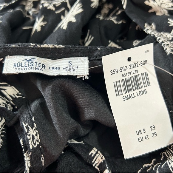 Hollister Adjustable Straps Black Cream Pattern Dress Lined Sz Small Long - Picture 4 of 7